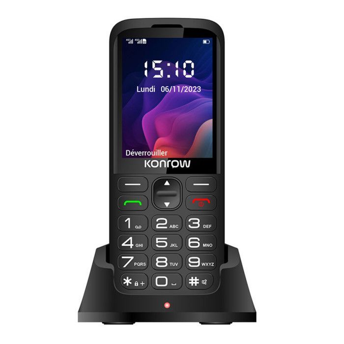 KONROW Senior 280 Next 4G mobiele telefoon - 2,8 inch scherm - Dual SIM - Oplaadstation