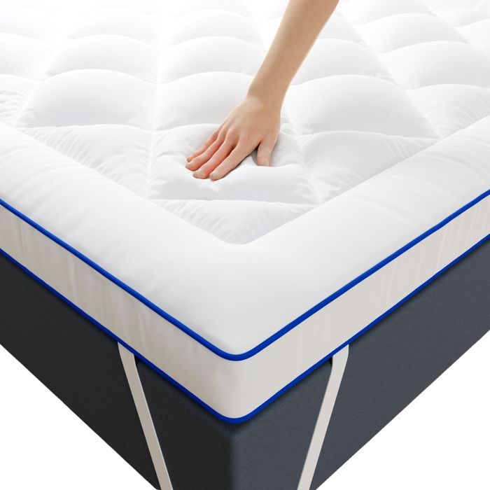 CASABEL Surmatelas Confort 180 x 200 cm Respirant en Microfibre, Antidérapant avec Bandes Élastiques - Garnissage 1000Gr Liseré