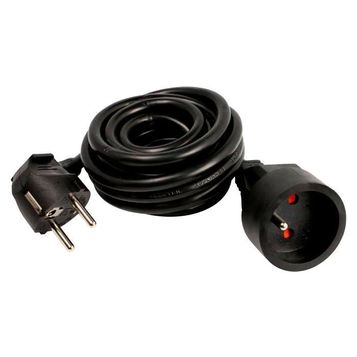 Cable de extensión ZENITECH de 5 m - Cable HO5VVF - 3G1.5 - Negro