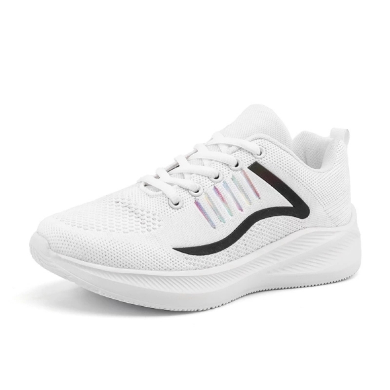 Scarpe da ginnastica bianche da donna con suola spessa, tinta unita, taglie forti, comode e traspiranti, estive, da esterno, con lacci, scarpe basse da donna