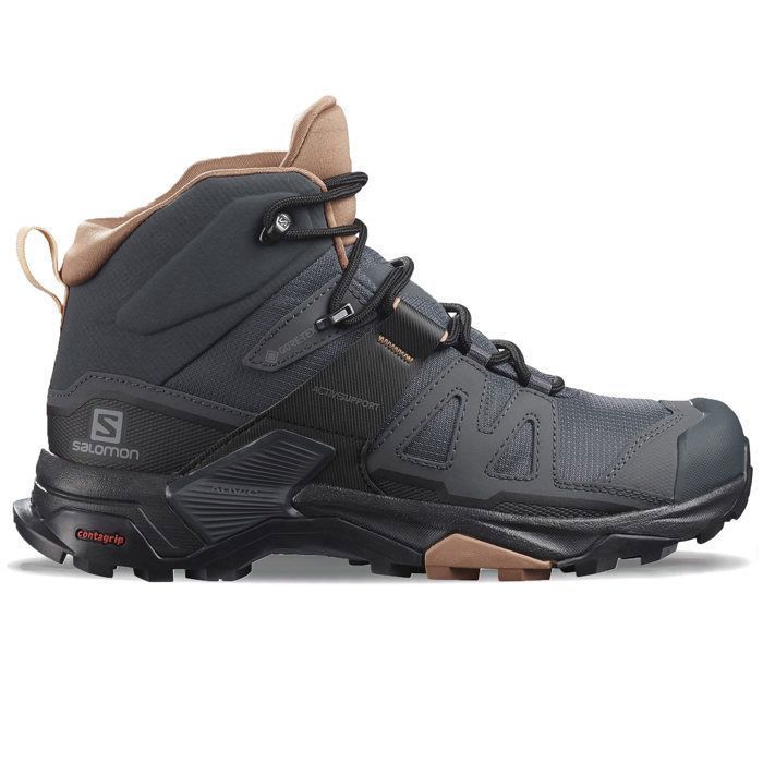 Chaussures de marche de randonnée, SALOMON, X Ultra Mid 4 GTX W - Ebony/Mocha Mouse/Almond Cream, Femme