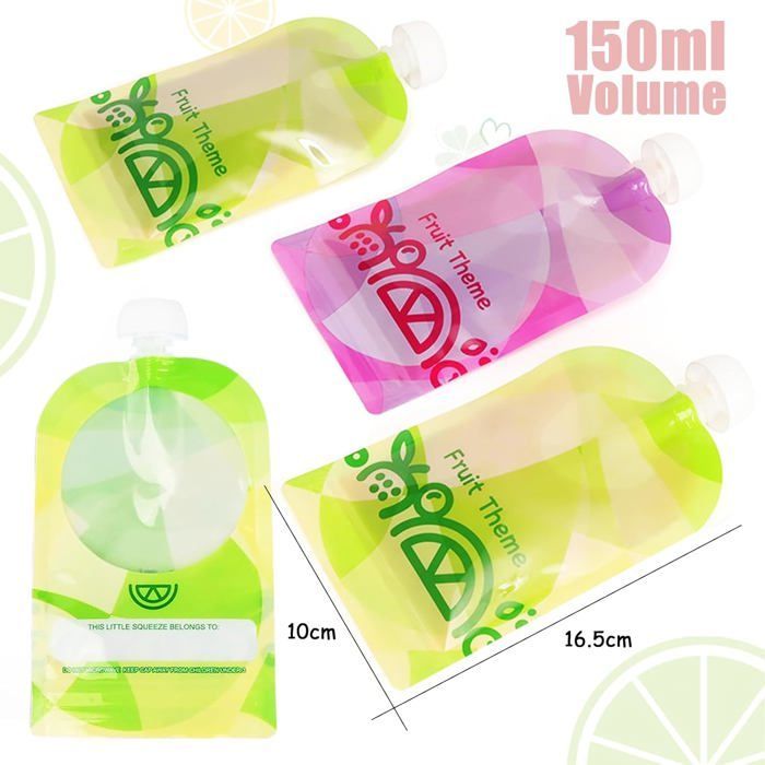 Bolsas reutilizables para alimentos - DOK - Paquete de 10 - 150 ml - Para purés y batidos - Bolsa con cierre de cremallera
