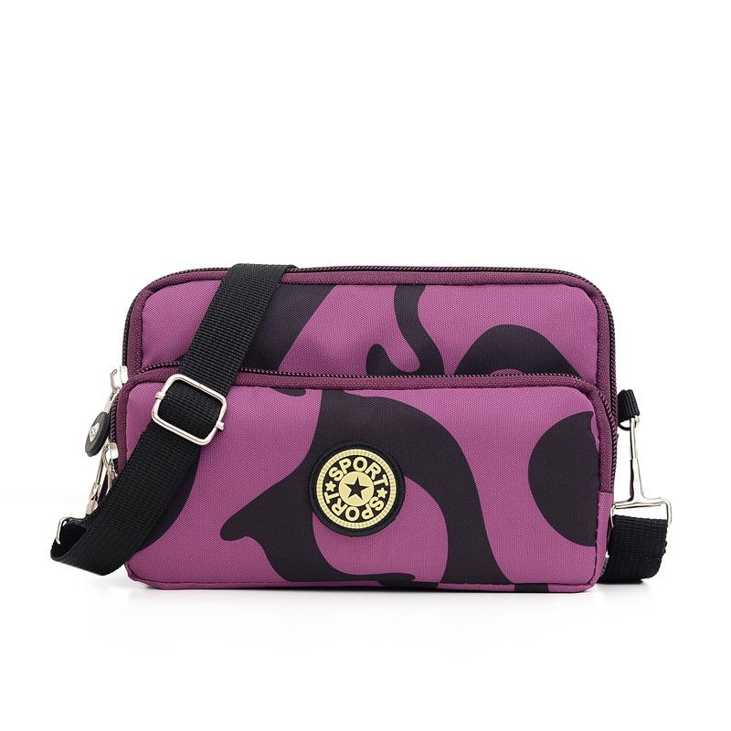 Old Woman Fashion Oxford Cloth Bag Flower Printing Handbag Travel Convenience Mobile Phone Bag Oblique Satchel