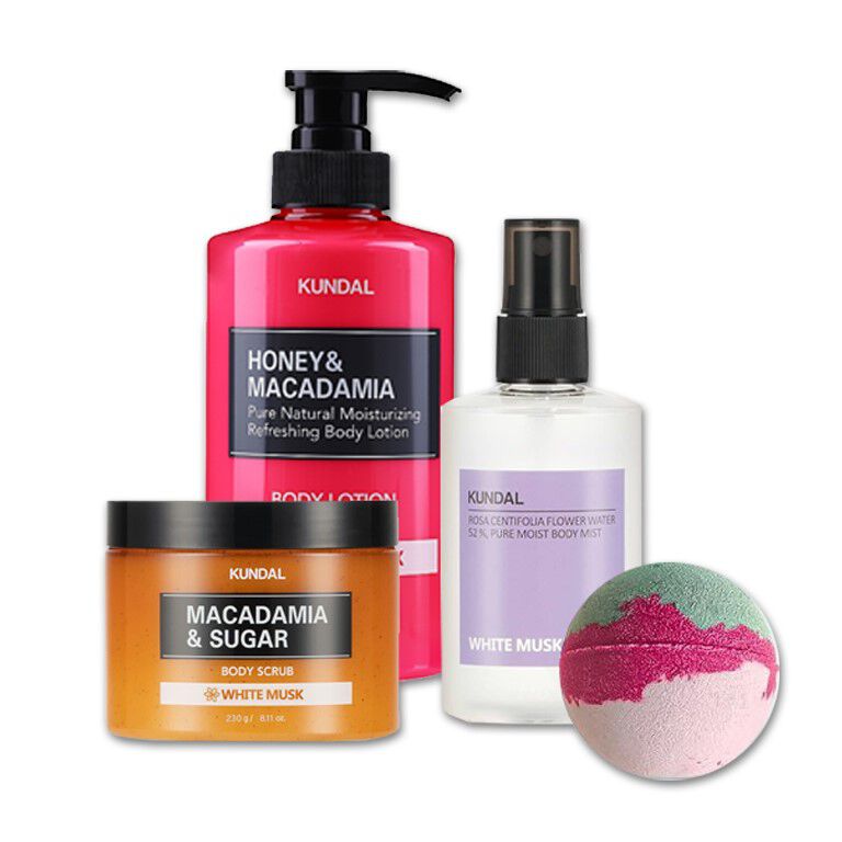 Coffret cadeau Kundal pour le bain et le soin du corps, musc blanc