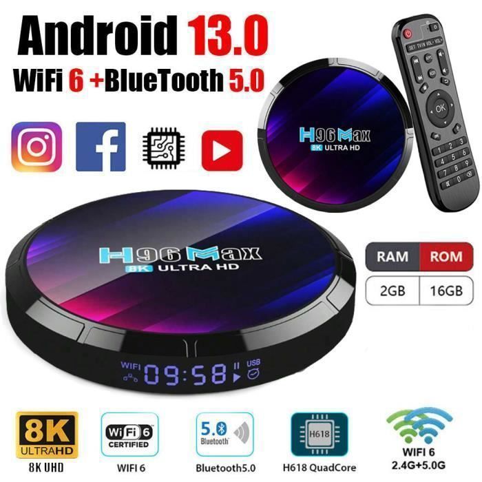 Android TV BOX H96 MAX boitier iptv Netflix Media Player 2GB+16GB Rockchip RK3528 2.4G/5G WiFi 6 boîte multimédia