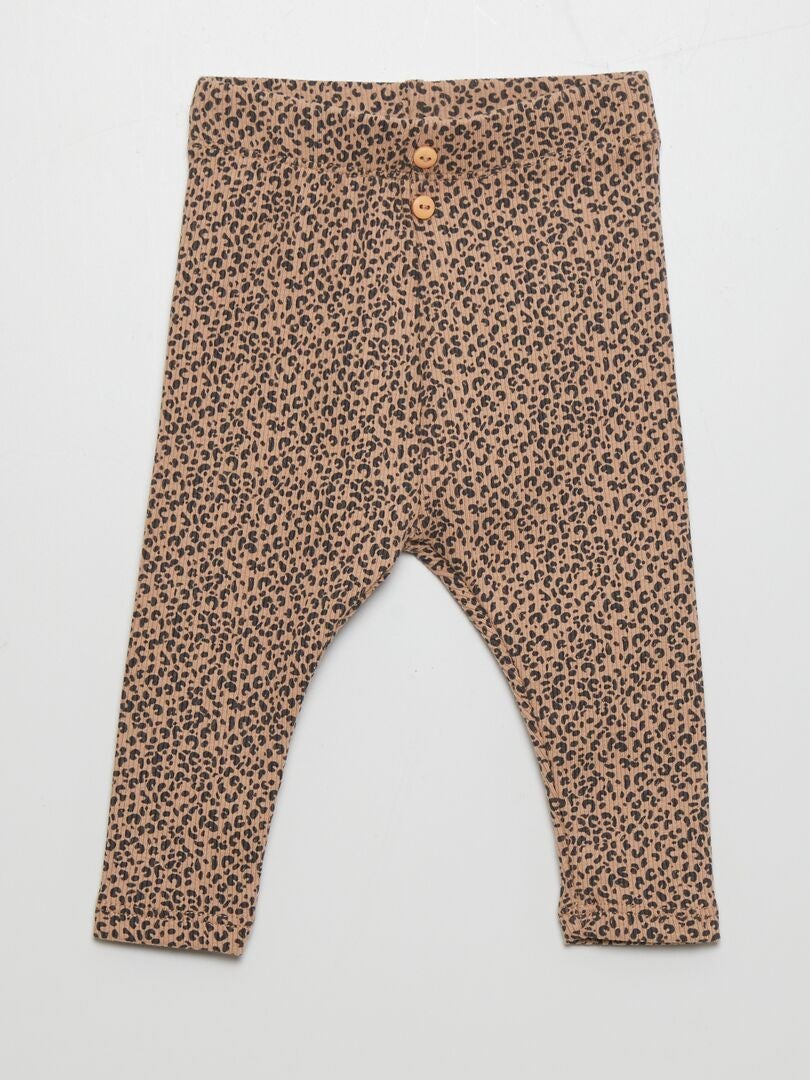 Calça legging comprida estampada - BEGE