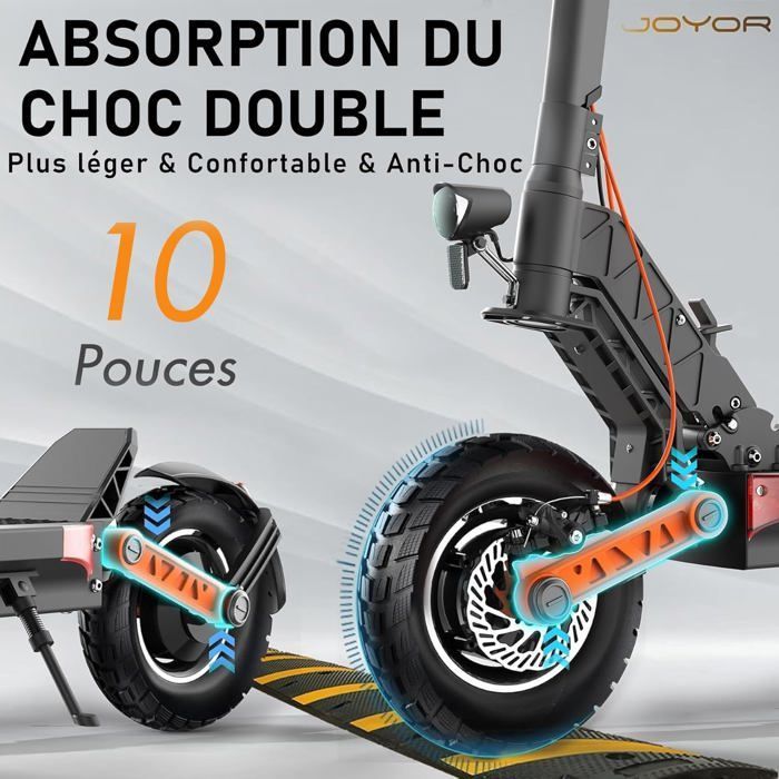 JOYOR S10-SZ - Patinete eléctrico - Dos motores de 1000 W*2, batería de 60 V y 18 Ah - Velocidad máxima: 60 km/h - Autonomía: 70 km - Color: Negro