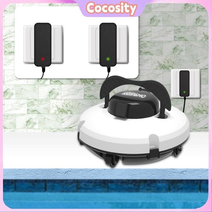Cocosity Robot nettoyeur de piscine sans fil avec fonction de stationnement automatique à double moteur