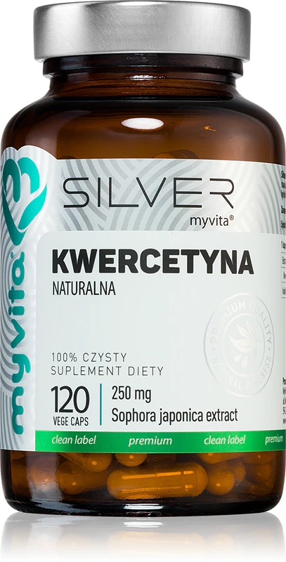 MyVita Silver Quercetin 250 mg prehransko dopolnilo v kapsulah za podporo telesnega in duševnega zdravja
