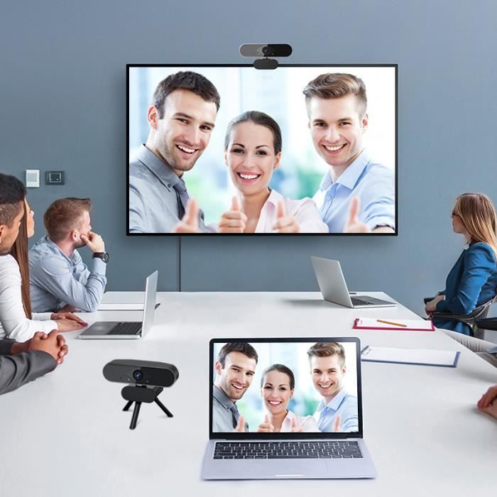 UVERBON  Webcam PC 2K Full HD Caméra Web avec Auto Focus , Microphone Antibruit , 360° Rotation , Windows, Mac , Android + Trépied