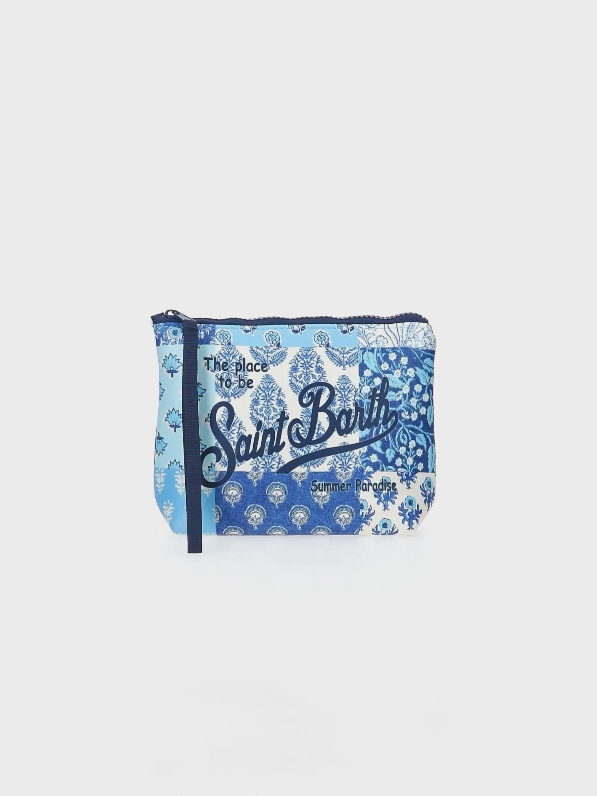 Aline scuba clutch met bloemenprint.