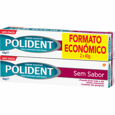 Polident selvklebende krem til proteser, smaksfri, 2 x 40 g pakke