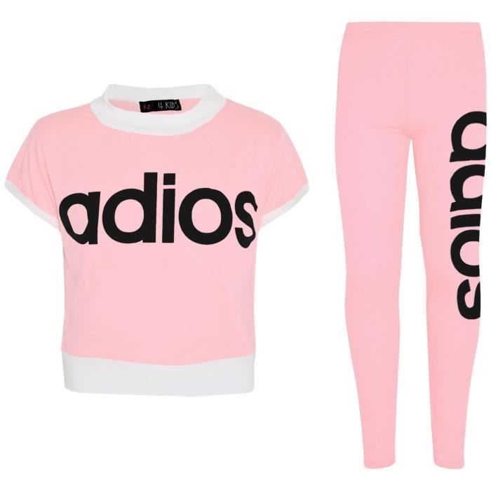 Conjunto de camiseta corta y falda skater para niñas de Adios (7-13 años) - Rosa - Infantil - 100% poliéster