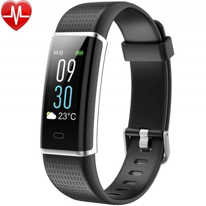 Reloj inteligente, monitor de actividad física con pantalla a color, podómetro y rastreador de actividad - Negro