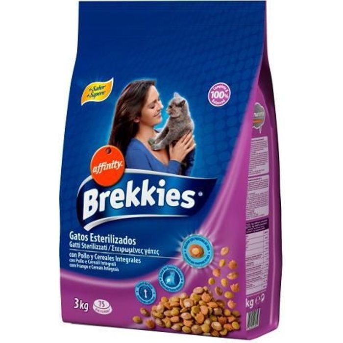 Alimento seco - BREKKIES - Excel - Gato adulto esterilizado - 3 kg - Control del apetito