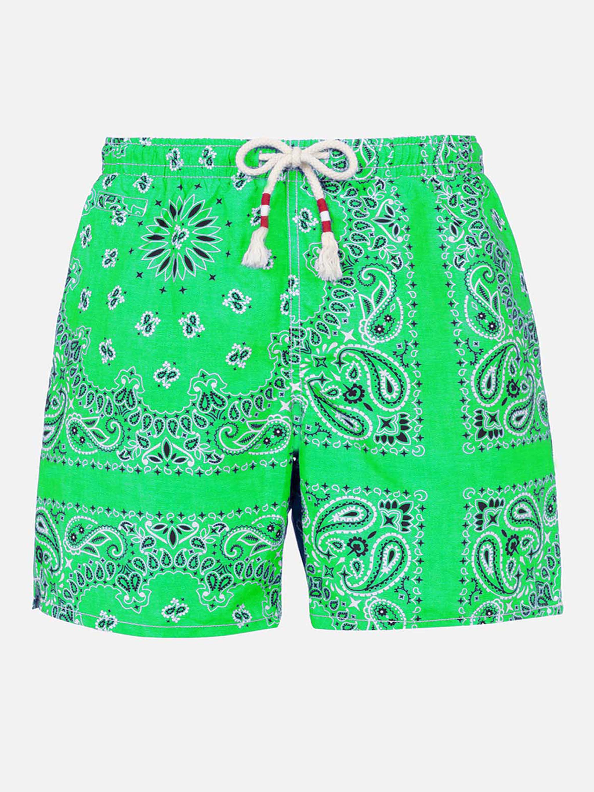 Costume da bagno da uomo con stampa bandana verde