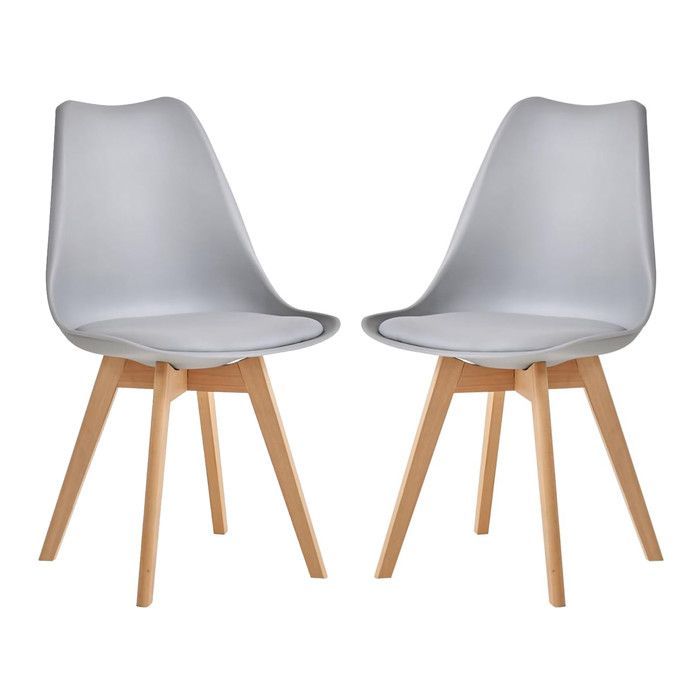 2 Chaises Tulipes Salle à Manger Scandinaves Bm Home Salle de Bureau, Pieds en Bois de Hêtre Massif, Couleur GRIS