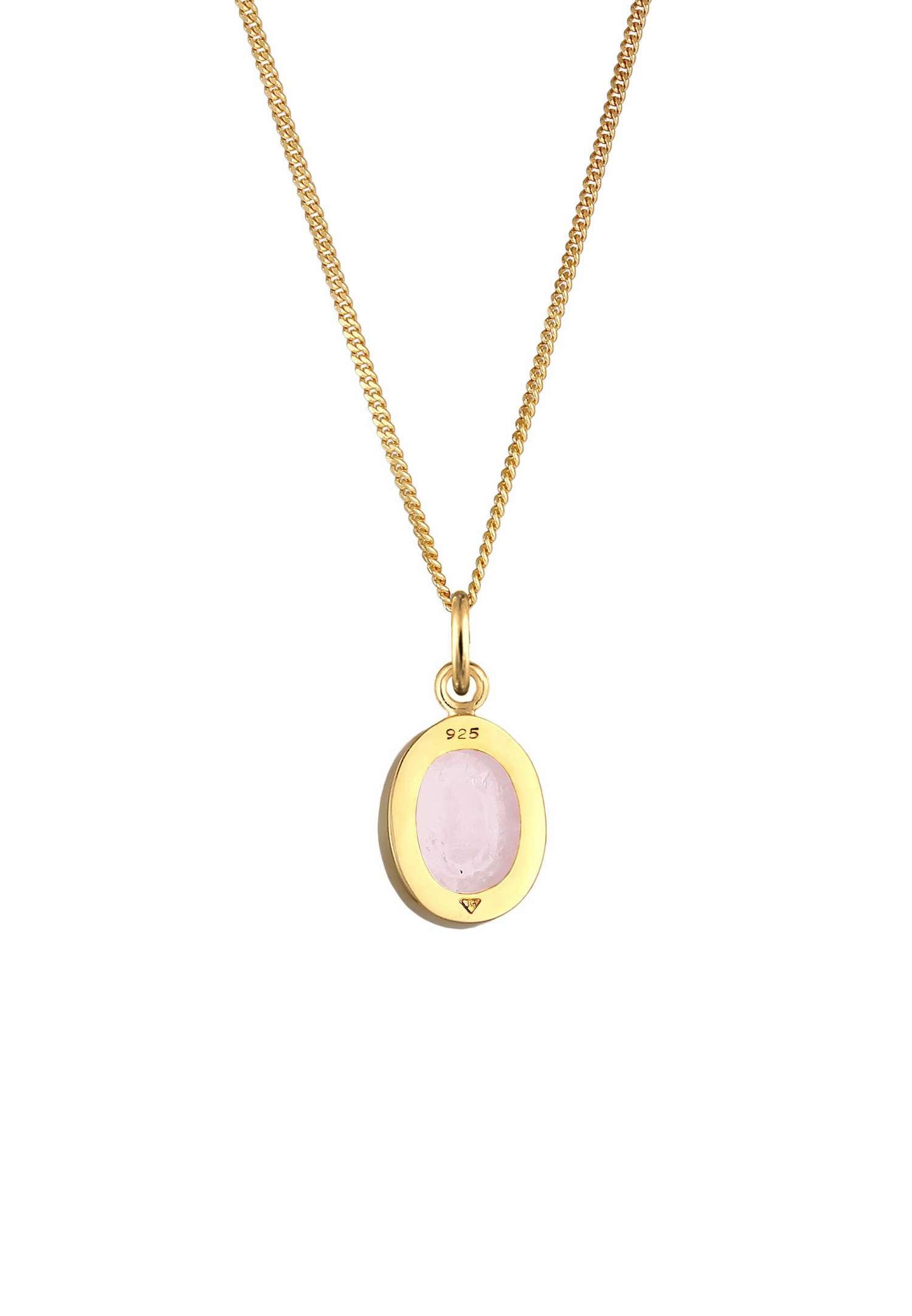 Elli Femmes Pendentif Solitaire Basique Élégant avec Quartz Rose en Argent Sterling 925