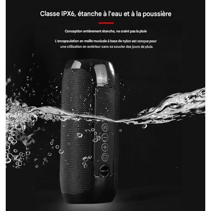 Caixa de Som Bluetooth Portátil TG117 Preta – Caixa de Som Sem Fio à Prova d'Água com Som Potente 5.3, LED RGB e 5 Horas de Duração da Bateria