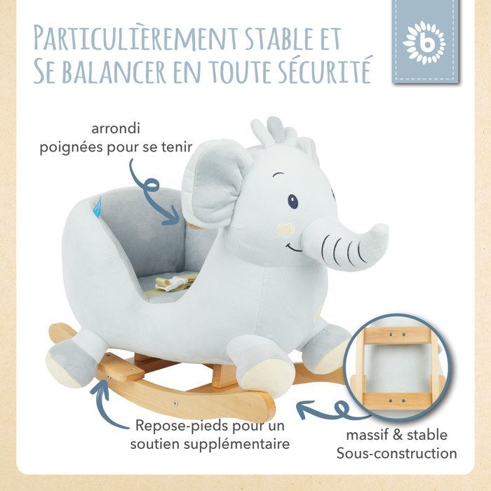 Bieco Tiko Olifant Knuffel | Schommelpaardje Baby Schommelpaardje Kinder Schommelpaardje