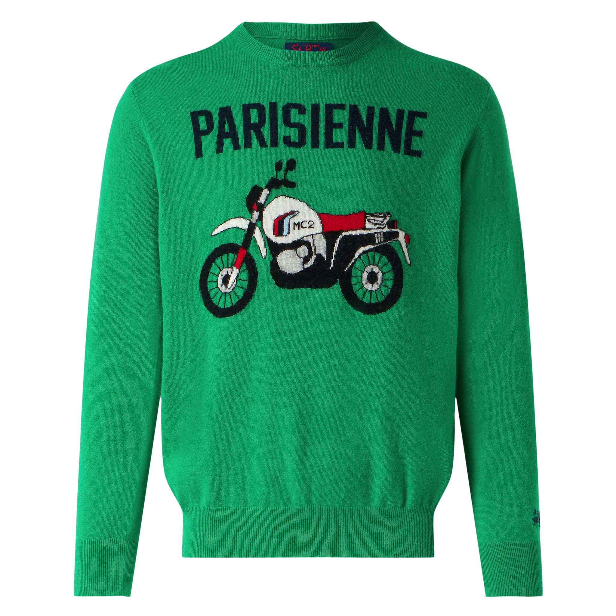 Herentrui met jacquard motorfietsprint