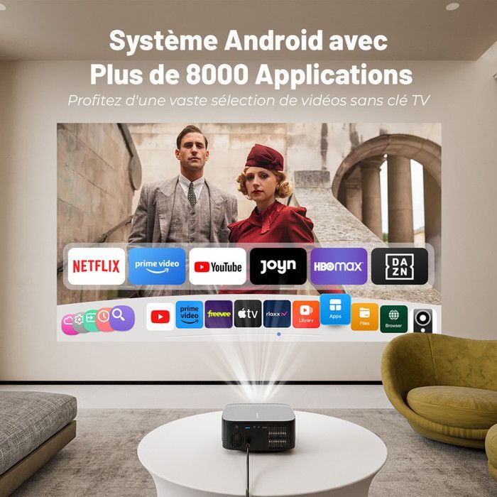 Projetor 4K [Oficial Netflix e Focus Electronic] 25000 Lumens 1080P com Wi-Fi e Bluetooth, compatível com YouTube e Prime Video
