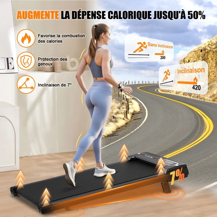 Cinta de correr de 1 a 8 km/h con mando a distancia y pantalla LCD - Superficie de carrera de 92 x 38,5 cm, color negro, ideal para principiantes.