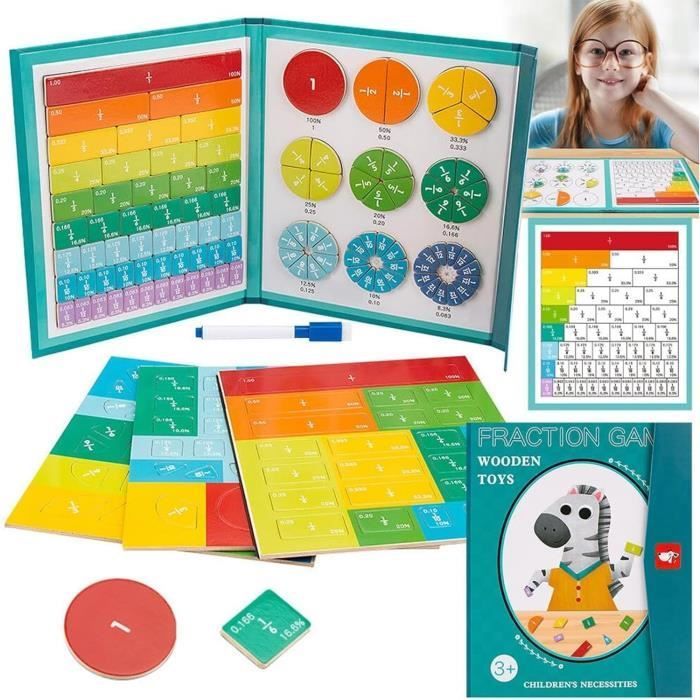 Tuiles de Fraction Magnétique - Jeu éducatif mathématique - Différentes couleurs vives - Facile à ranger