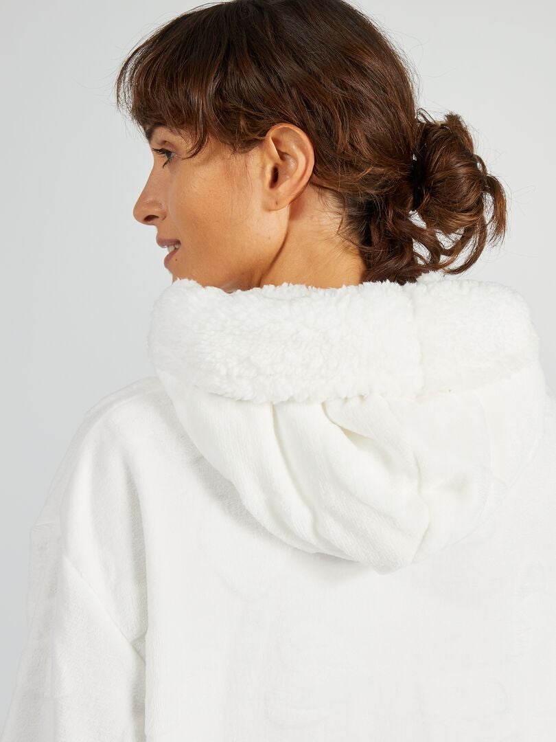 Bluza z kapturem z polaru - BEŻOWA