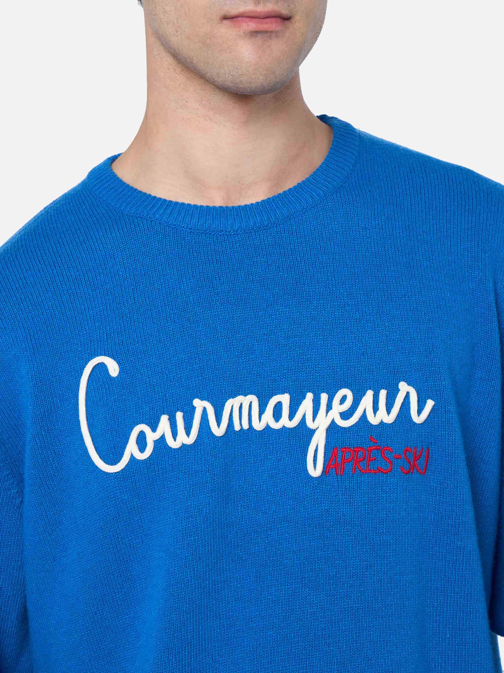 Maglione da uomo blu ski Heron con ricamo Courma Apres Ski