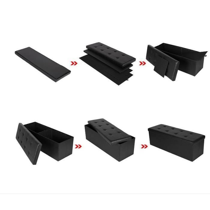 Ottoman sofa with storage compartment - TEENO - Black - Faux leather - 110 x 38 x 38 cm