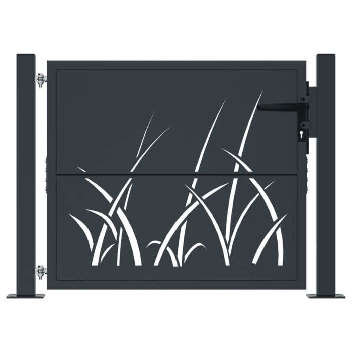 vidaXL Portail de Jardin, Portillon de Patio, Barrière de Sécurité, Porte d'Extérieure Terrasse, Anthracite 105x105 cm Acier 153167