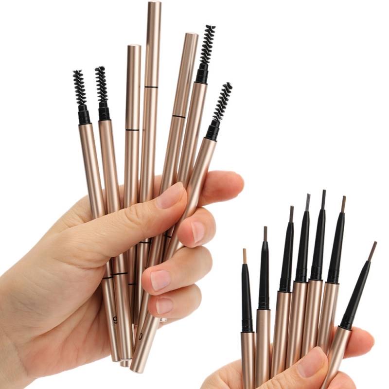 Crayon à sourcils double embout 7 couleurs avec pinceau, marque privée, sans bavure, waterproof, outil de maquillage et de beauté. Logo