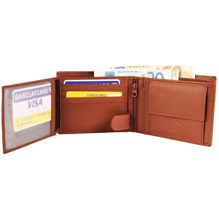 Herren-Geldbörse – EXCELLANC – Chinar – Echtes Rindsleder – Braun – 7 Kartenfächer