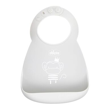 Chicco pehmeä silikoninen ruokalappu 6M harmaa 1 kpl 1 kpl