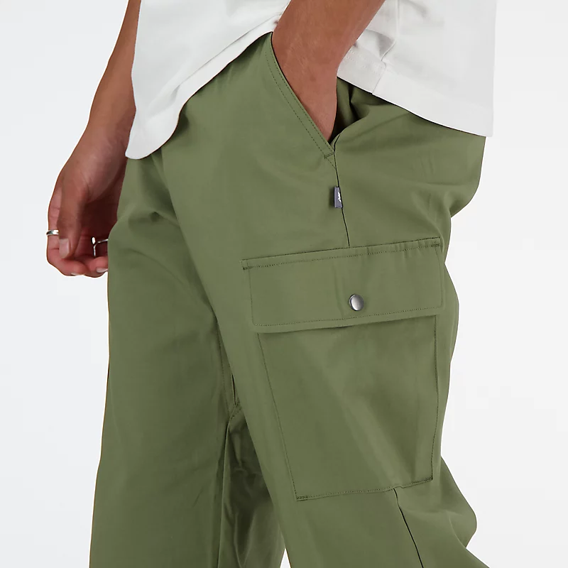 Pantaloni de trening cargo pentru bărbați din twill – OLIVINĂ ÎNCHISĂ