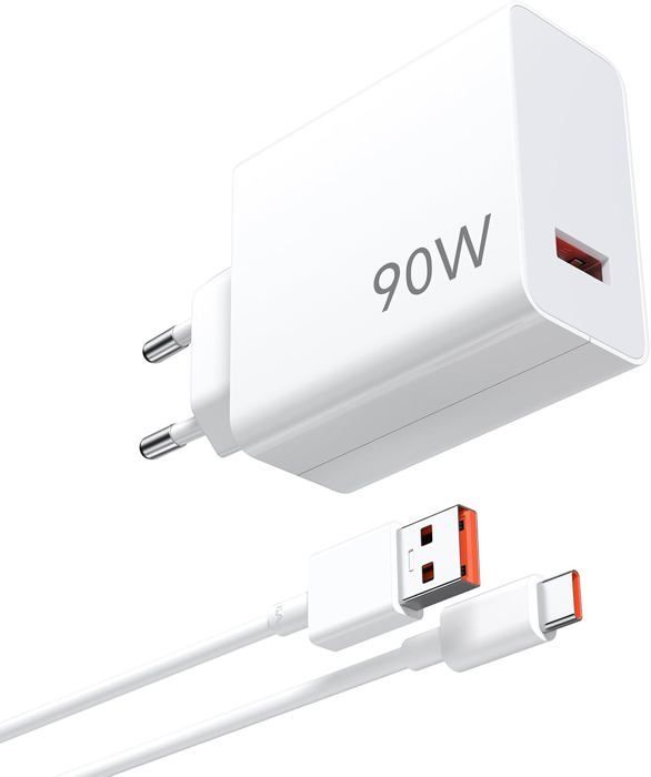 Cargador rápido de 90 W - HAUTSTORE - USB C - 1 m - Compatible con Xiaomi y POCO - Blanco
