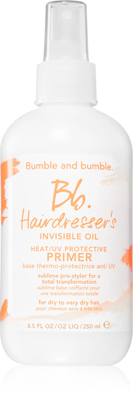 Neviditelný olejový ochranný sprej proti teplu/UV záření pro bezchybný vzhled vlasů od Bumble and Bumble Hairdresser's před stylingem