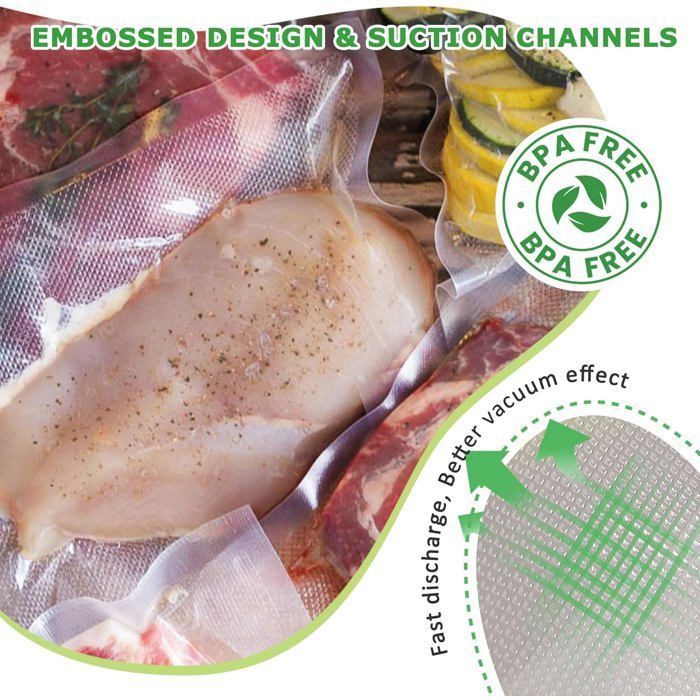 Sac Sous Vide Alimentaire 3 Rouleaux：20X1/28X2/X500 Cm Rouleau Sous Vide Alimentaire Sans Bpa, Film Sous Vide Alimentaire Ga[MA386]