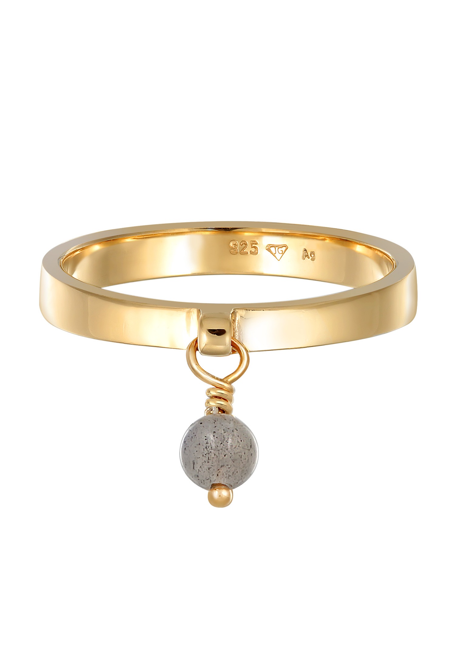Elli PREMIUM Elli PREMIUM Bague Femmes Bande pendentif perle avec labradorite en argent sterling 925 plaqué or