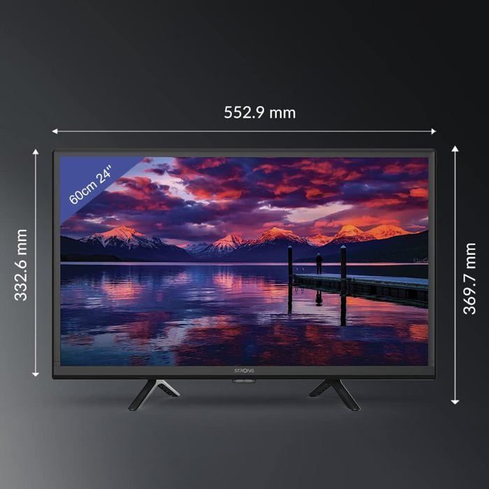 Télévision HD 24 pouces - SUTEO - Idéale pour caravane - Camping-car - Bateau - Triple tuner intégré - 2 ports HDMI