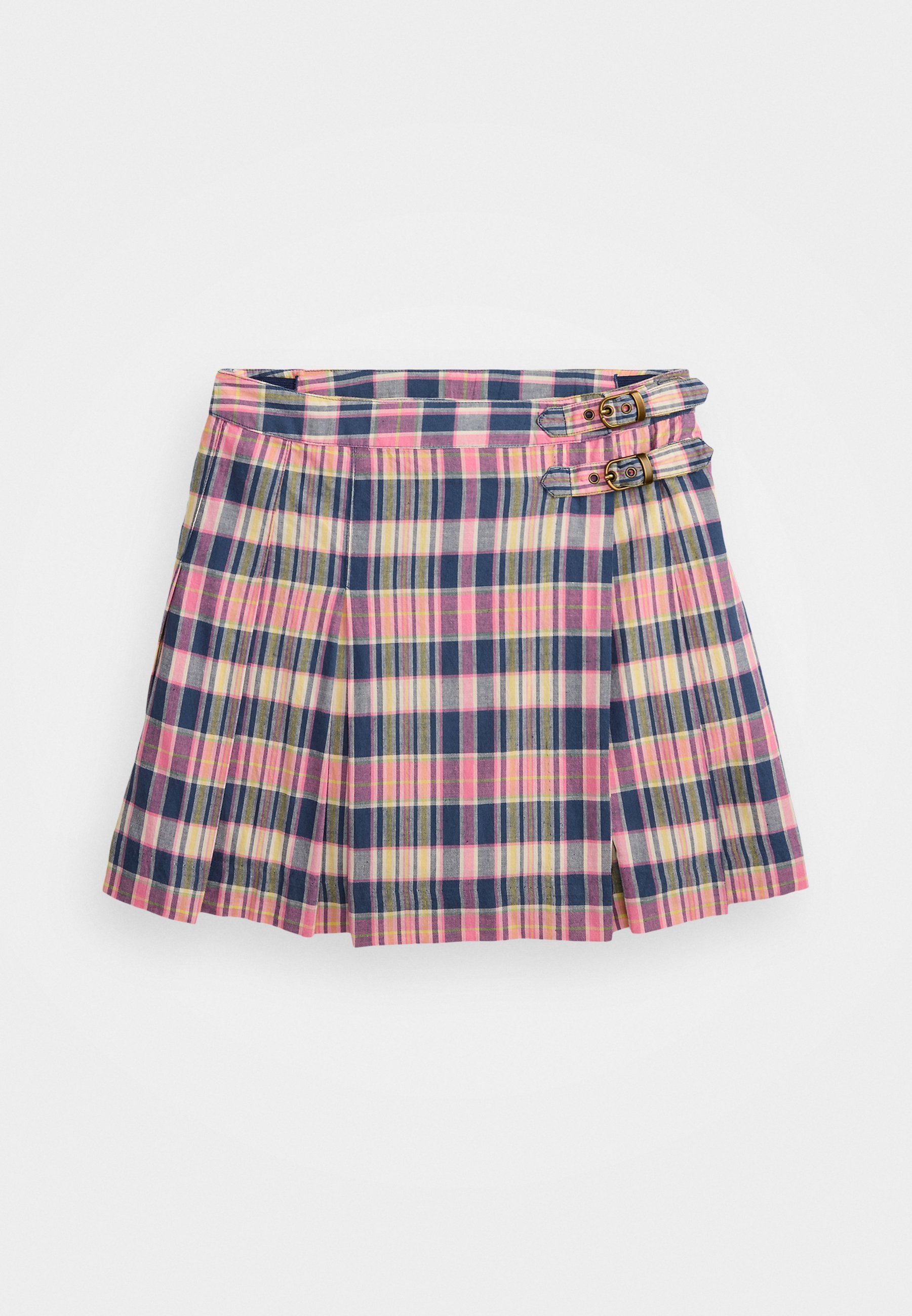 Polo Ralph Lauren KARIRANA PLISIRANA MADRAS SUKNJA NA OMOTAČ - Mini suknja - ružičasta/žuta/tamnoplava
