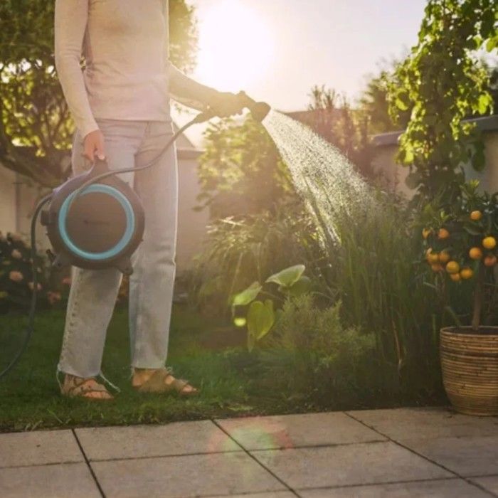 Portable automatic hose reel - GARDENA - MoveMatic - 12.5 m hose Ø 8.5 mm + 1.5 m connecting hose + spray gun
