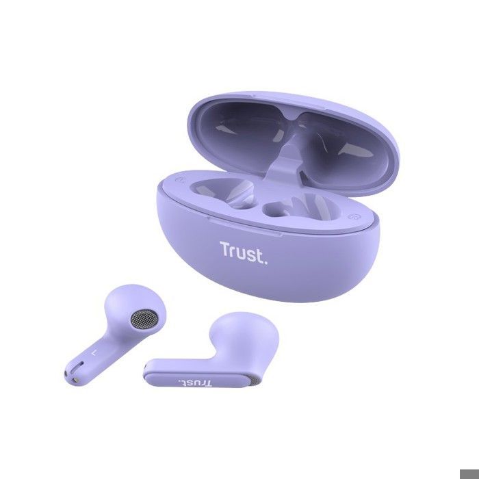 Auriculares Bluetooth Trust Yavi - Intraurales - 23 horas de duración de la batería - Cancelación de ruido ENC - Morado