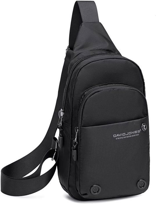 Borsa a tracolla - David Jones - Borsa a tracolla da uomo in nylon - Nera
