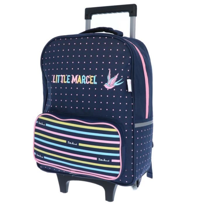 Rolrugzak - LITTLE MARCEL - Gestreept - 42 cm - 2 compartimenten - 1 jaar garantie