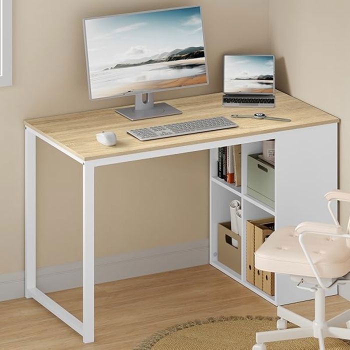 Escritorio WOLTU de metal y madera - 120x60x75cm - Mesa para ordenador - Roble