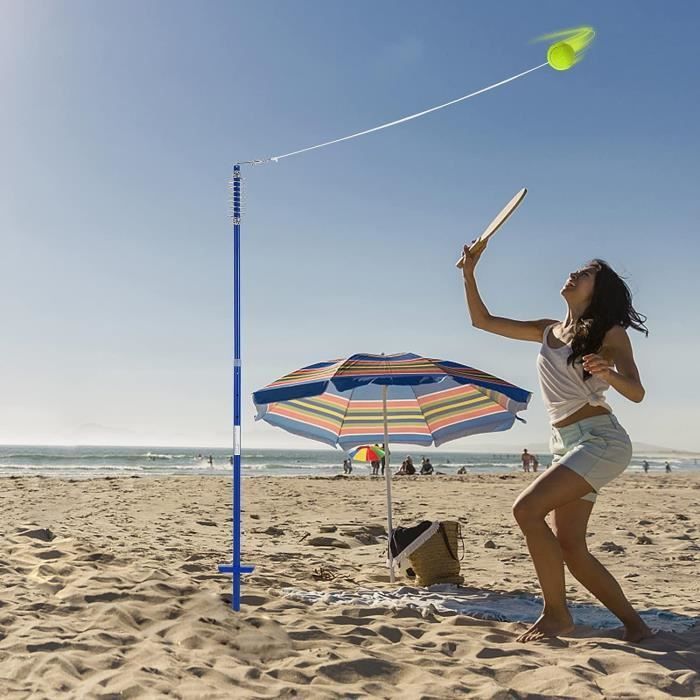 GOPLUS Treinador de Bola de Tênis com Altura Ajustável, Bola de Tênis e 2 Raquetes, Jogo de Balanço para Jardim