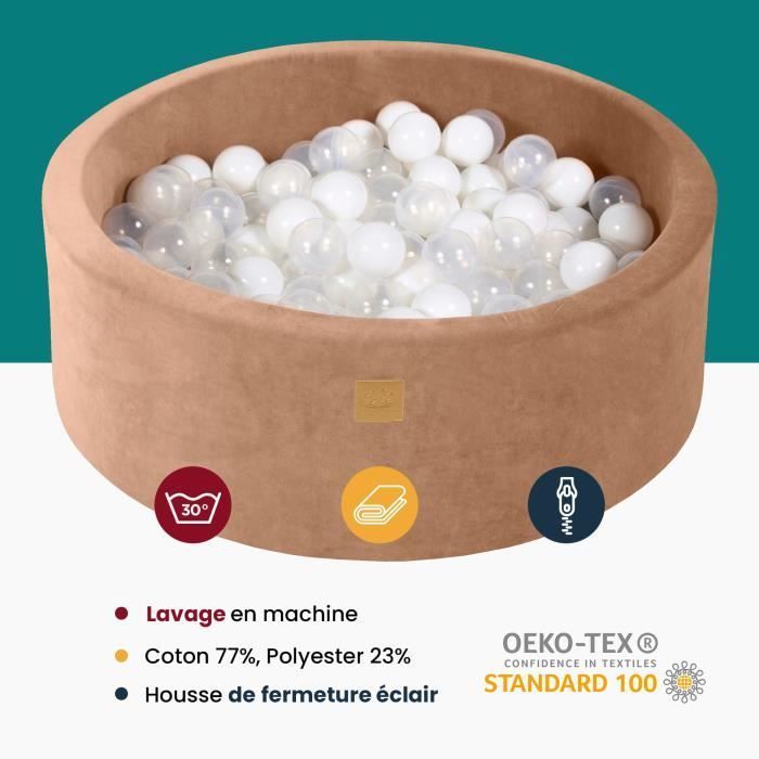 Schaumstoff-Bällebad - MeowBaby® - 90 x 30 cm - 200 Bälle - Superweicher Samt - Hypoallergen