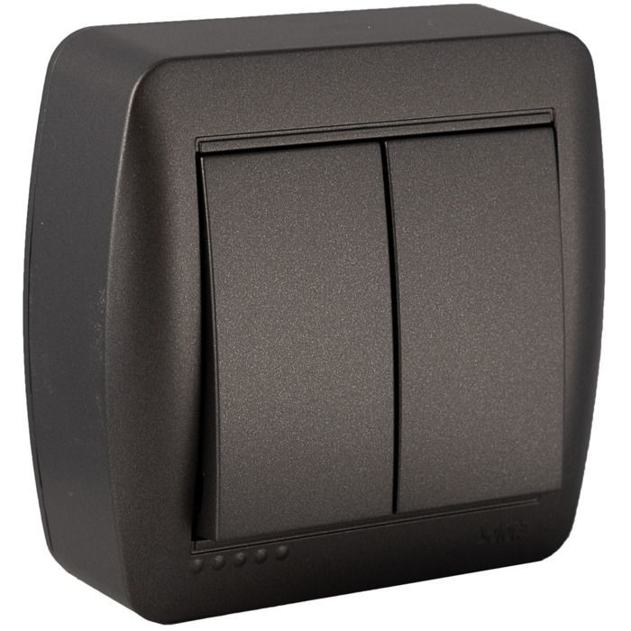 Surface-mounted double two-way switch - Graphite black - Solera